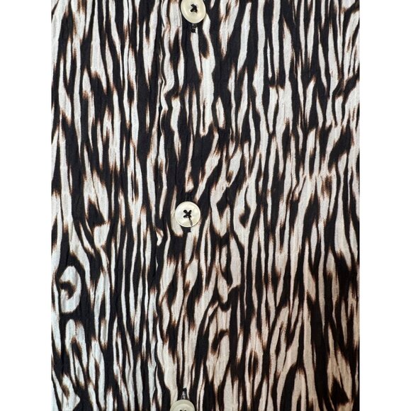 2/$30 Zara Size M Womens Zebra Choc Brown Black Ivory Print Button-Up Blouse - Picture 6 of 10